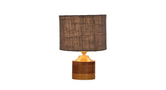 Clarice Grey Jute Table Lamp With Natural Wood Base (Grey) by Urban Ladder - Design 1 Side View - 736212