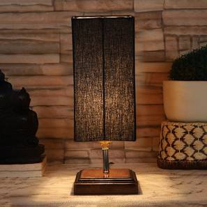 Ellery Black Cotton Table Lamp With Square Brown Wood Base-image-46