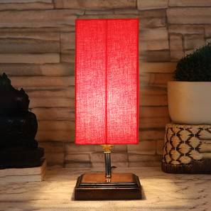 Elliot Red Cotton Table Lamp With Square Brown Wood Base-image-32