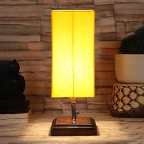 devansh Ellison Yellow Cotton Table Lamp With Square Brown Wood Base-picture-20