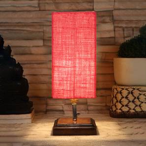 Emile Pink Jute Table Lamp With Square Brown Wood Base-image-7