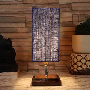 Emma Blue Jute Table Lamp With Square Brown Wood Base-image-31