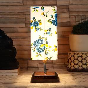 devansh Emrys Multicolor Cotton Table Lamp With Square Brown Wood Base-picture-18
