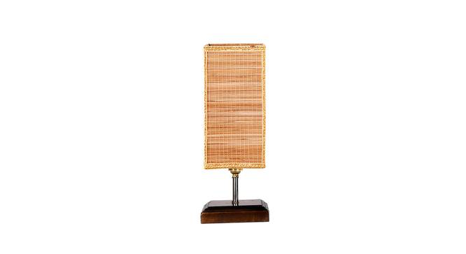 Eliot Square Bamboo Table Lamp With Brown Wood Base (Beige) by Urban Ladder - Front View Design 1 - 736368