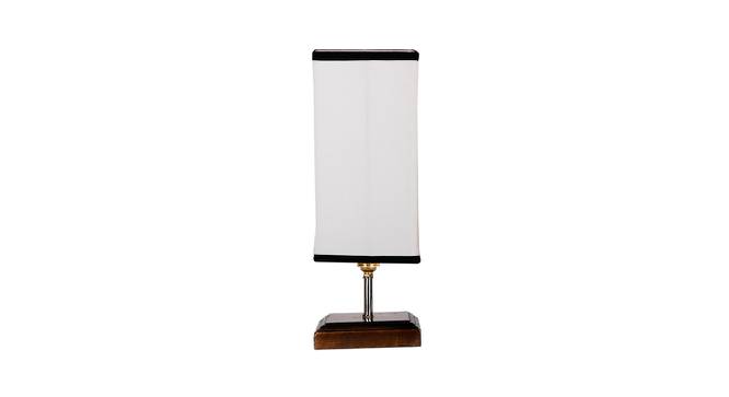 Elske White & Black Cotton Table Lamp With Square Brown Wood Base by Urban Ladder - Front View Design 1 - 736375