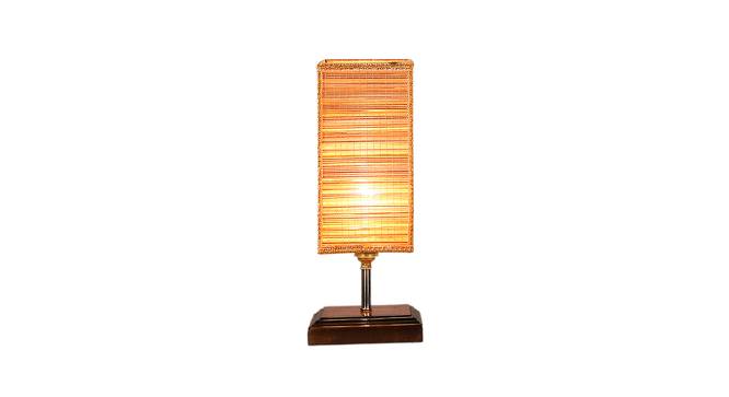 Eliot Square Bamboo Table Lamp With Brown Wood Base (Beige) by Urban Ladder - Design 1 Side View - 736405