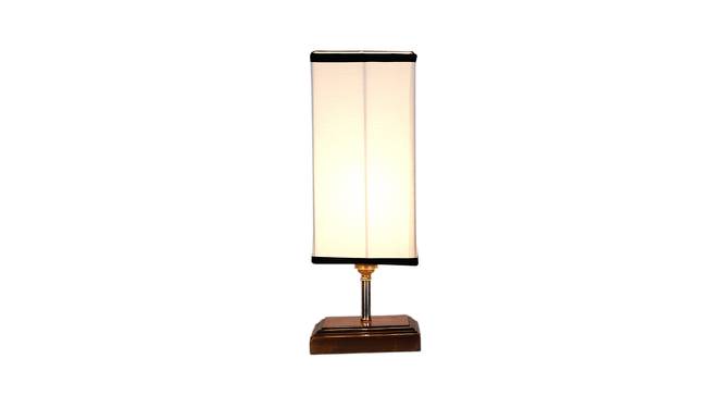 Elske White & Black Cotton Table Lamp With Square Brown Wood Base by Urban Ladder - Design 1 Side View - 736412