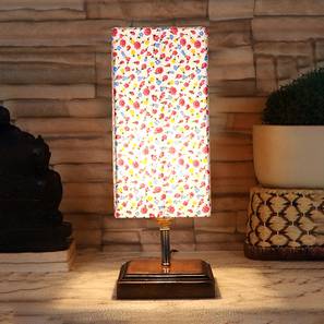devansh Enjolras Multicolor Cotton Table Lamp With Square Brown Wood Base-picture-13