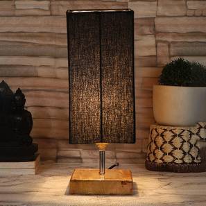 devansh Ernest Black Cotton Table Lamp With Square Natural Wood Base-picture-14
