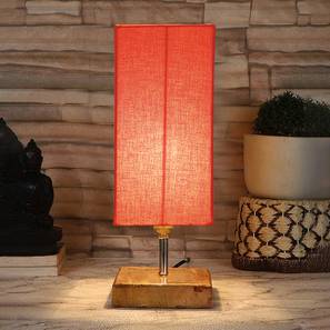 devansh Estella Orange Cotton Table Lamp With Square Natural Wood Base-picture-15