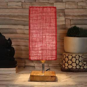 Finnick Maroon Jute Table Lamp With Square Natural Wood Base-image-41