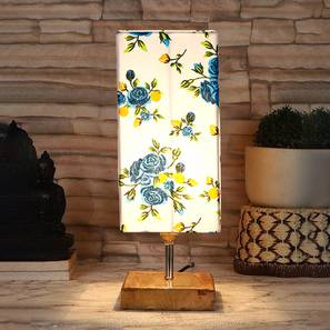 Table Lamps Design Flavius Multicolor Cotton Table Lamp With Square Natural Wood Base