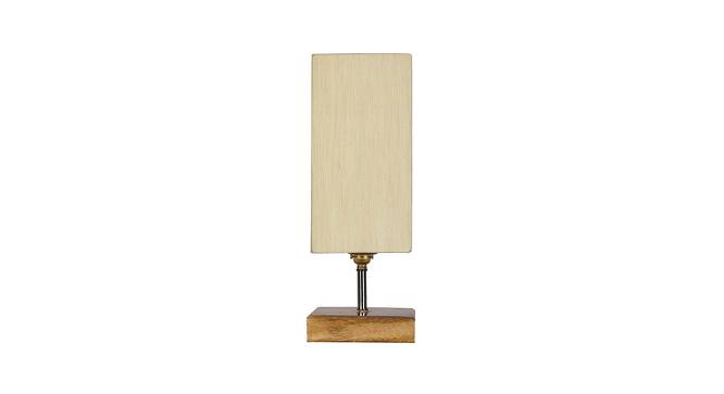 Eowyn Off-White Cotton Table Lamp With Square Natural Wood Base (White) by Urban Ladder - Front View Design 1 - 736482