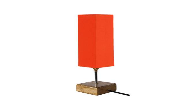 Estella Orange Cotton Table Lamp With Square Natural Wood Base (Orange) by Urban Ladder - Front View Design 1 - 736488