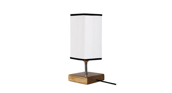 Eulalie White & Black Cotton Table Lamp With Square Natural Wood Base by Urban Ladder - Front View Design 1 - 736494