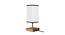 Eulalie White & Black Cotton Table Lamp With Square Natural Wood Base by Urban Ladder - Front View Design 1 - 736494