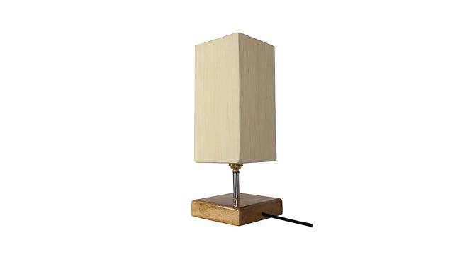 Eowyn Off-White Cotton Table Lamp With Square Natural Wood Base (White) by Urban Ladder - Design 1 Side View - 736512