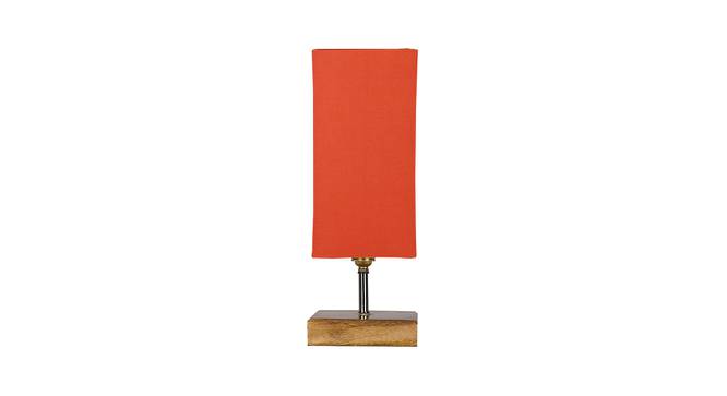 Estella Orange Cotton Table Lamp With Square Natural Wood Base (Orange) by Urban Ladder - Design 1 Side View - 736515