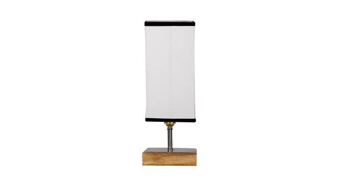 Eulalie White & Black Cotton Table Lamp With Square Natural Wood Base by Urban Ladder - Design 1 Side View - 736518