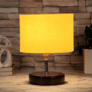 devansh Merlin Yellow cotton table lamp with brown wood base-picture-18