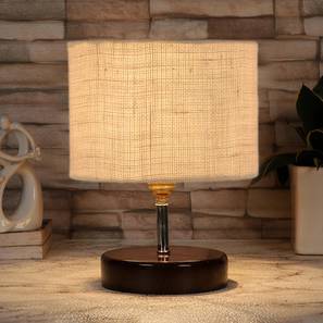 Table Lamps In Thane Design Tyler White Jute table lamp with brown wood base (White)