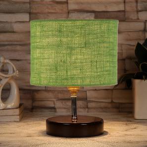 devansh Yin Green Jute Table Lamp with brown wood base-picture-10