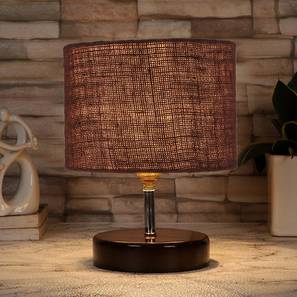 Lighting In Bangalore Design Yoda Brown Jute Table Lamp with brown wood base (Brown)