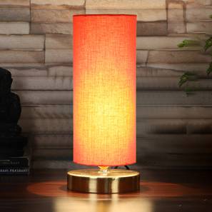 devansh Charlie Orange cotton table lamp with Gold wood base-picture-15