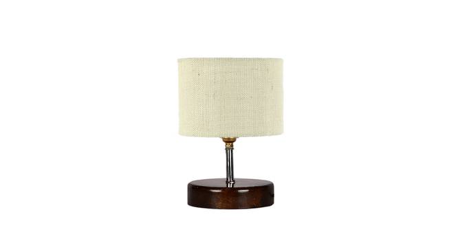 Tyler White Jute Table Lamp With Brown Wood Base (White) by Urban Ladder - Front View Design 1 - 736602
