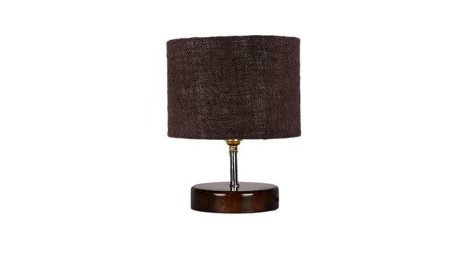 Yoda Brown Jute Table Lamp With Brown Wood Base (Brown) by Urban Ladder - Front View Design 1 - 736606