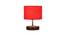 Maximus Red Cotton Table Lamp With Brown Wood Base (Red) by Urban Ladder - Design 1 Side View - 736620