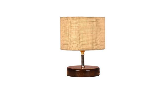 Tyler White Jute Table Lamp With Brown Wood Base (White) by Urban Ladder - Design 1 Side View - 736622