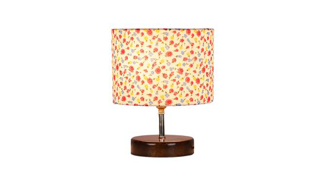 Wyatt Multicolor Cotton Table Lamp With Brown Wood Base by Urban Ladder - Design 1 Side View - 736624