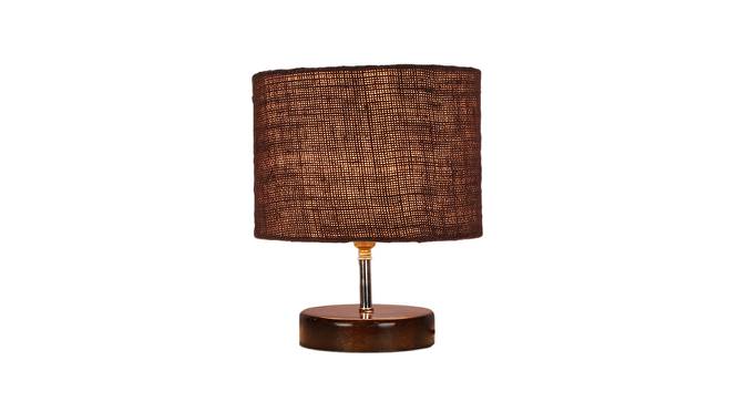 Yoda Brown Jute Table Lamp With Brown Wood Base (Brown) by Urban Ladder - Design 1 Side View - 736626