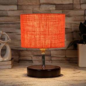 devansh Harari Orange Jute Table Lamp with brown wood base-picture-16