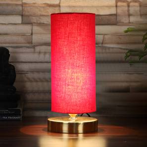 devansh Max Red cotton table lamp with Gold wood base-picture-23