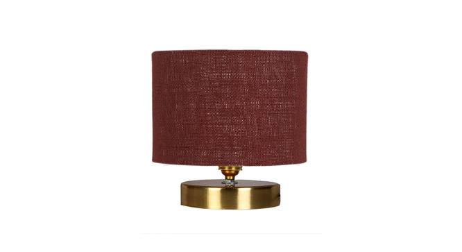 Dirnt Maroon Jute Table Lamp With Gold Wood Base (Maroon) by Urban Ladder - Front View Design 1 - 736706