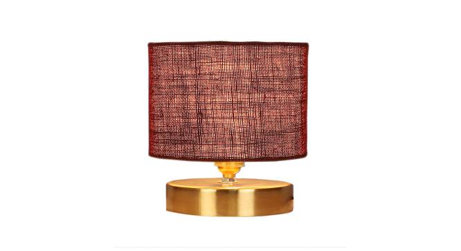 Dirnt Maroon Jute Table Lamp With Gold Wood Base (Maroon) by Urban Ladder - Design 1 Side View - 736724