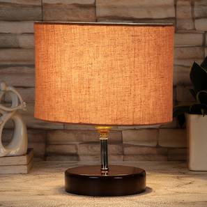 devansh Stanley Grey cotton table lamp with brown wood base-picture-17