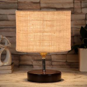 devansh Lilo Beige Jute table lamp with brown wood base-picture-17