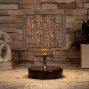 Yukon Grey Jute Table Lamp with brown wood base-image-33