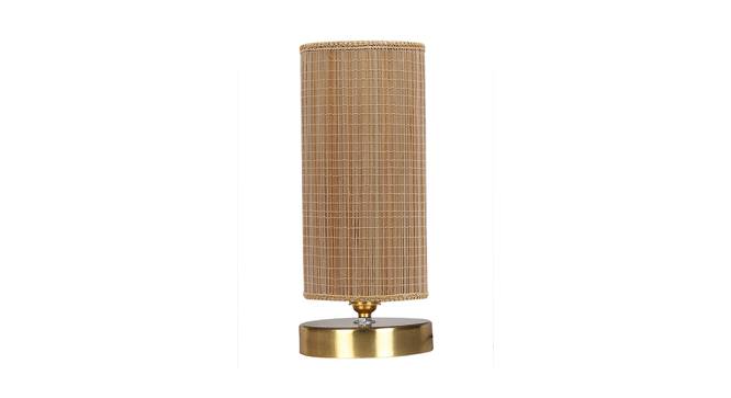 Jax Round Bamboo Table Lamp With Gold Wood Base (Beige) by Urban Ladder - Front View Design 1 - 736795