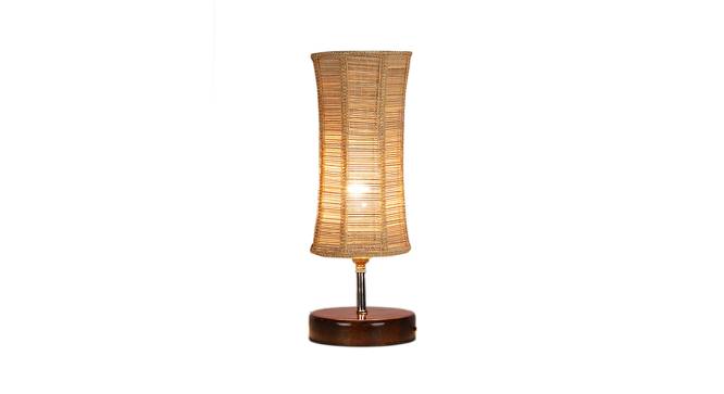 Kosmo Damru Bamboo Table Lamp With Brown Wood Base (Beige) by Urban Ladder - Design 1 Side View - 736804