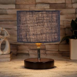 vinny blue jute table lamp with brown wood base