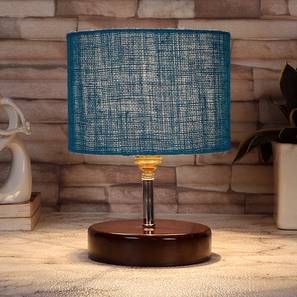 devansh Willie Turquoise Jute lamp with brown wood base-picture-16