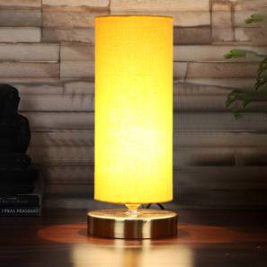 Cooper Yellow cotton table lamp with Gold wood base-image-47
