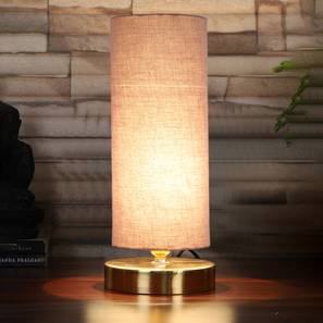 devansh Toro Grey cotton table lamp with Gold wood base-picture-19
