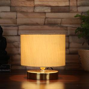 devansh Louie Off-White Cotton Table Lamp With Gold Wood Base-picture-18