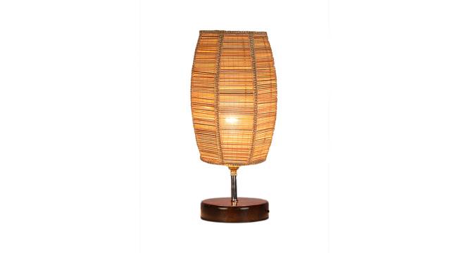 Kona Dholak Bamboo Table Lamp With Brown Wood Base (Beige) by Urban Ladder - Front View Design 1 - 736879