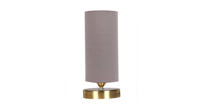 Toro Grey Cotton Table Lamp With Gold Wood Base (Grey) by Urban Ladder - Front View Design 1 - 736886